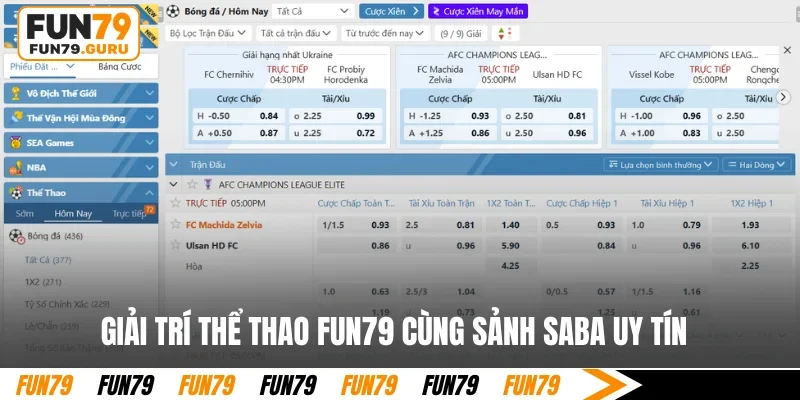 Giải trí thể thao FUN79 cùng sảnh Saba uy tín