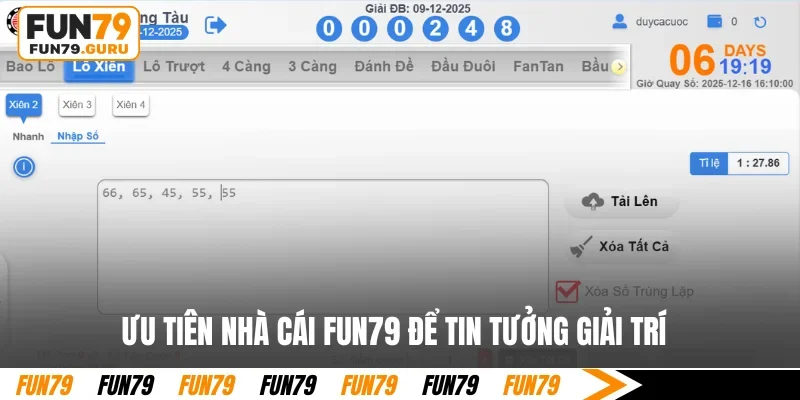 Ưu tiên nhà cái FUN79 để tin tưởng giải trí